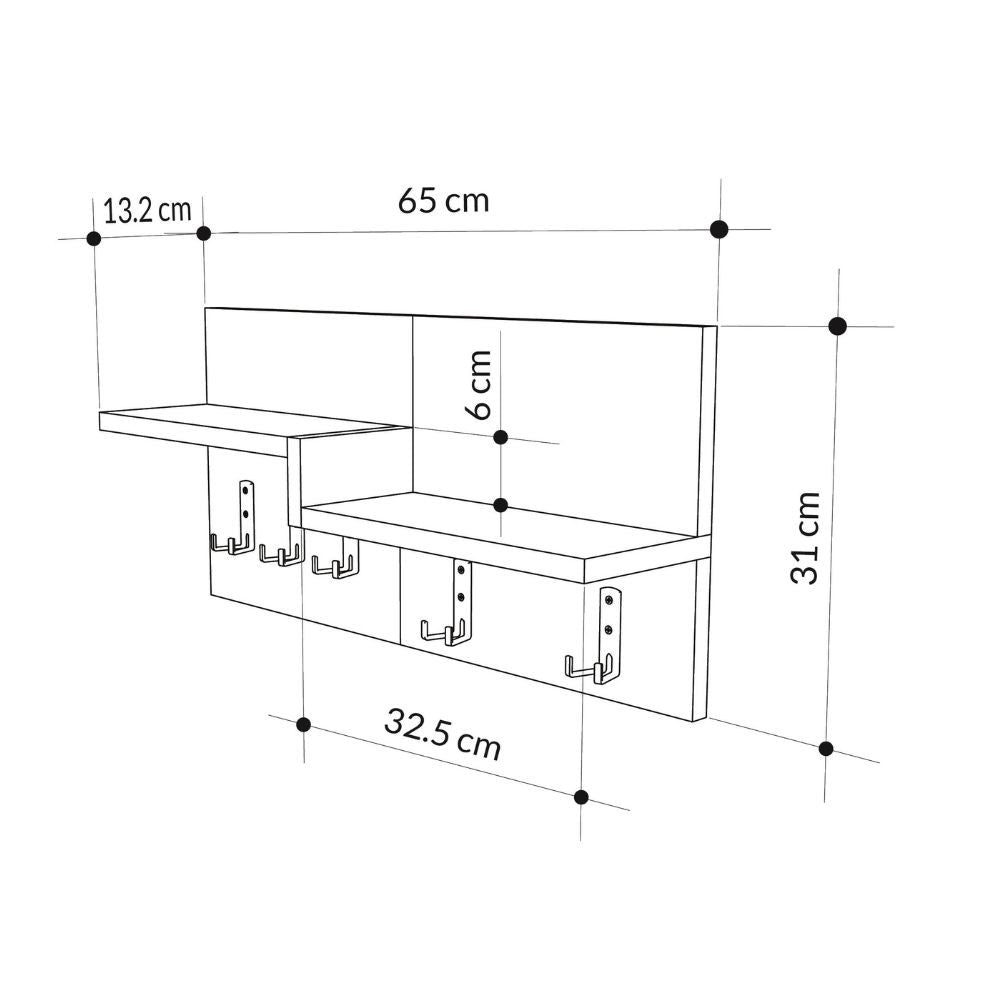 Appendiabiti a muro Harmon con mensole e 5 ganci colore retro grey