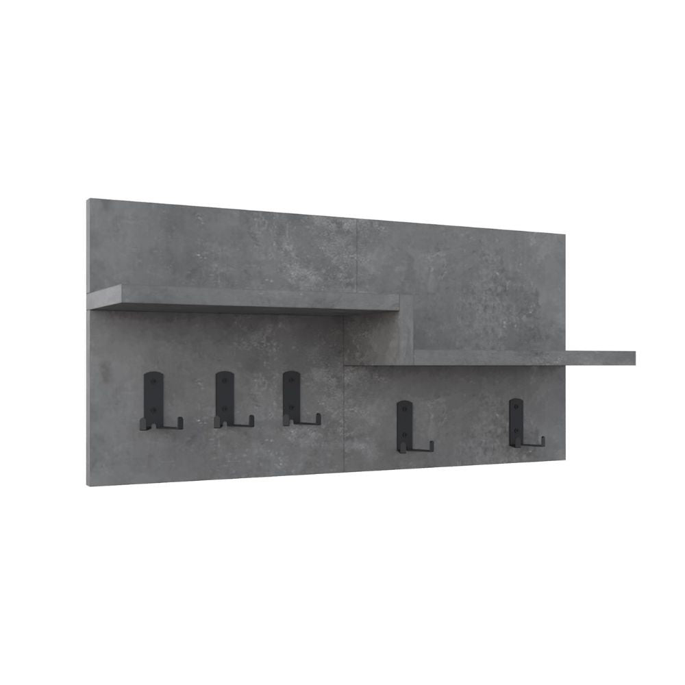 Appendiabiti a muro Harmon con mensole e 5 ganci colore retro grey
