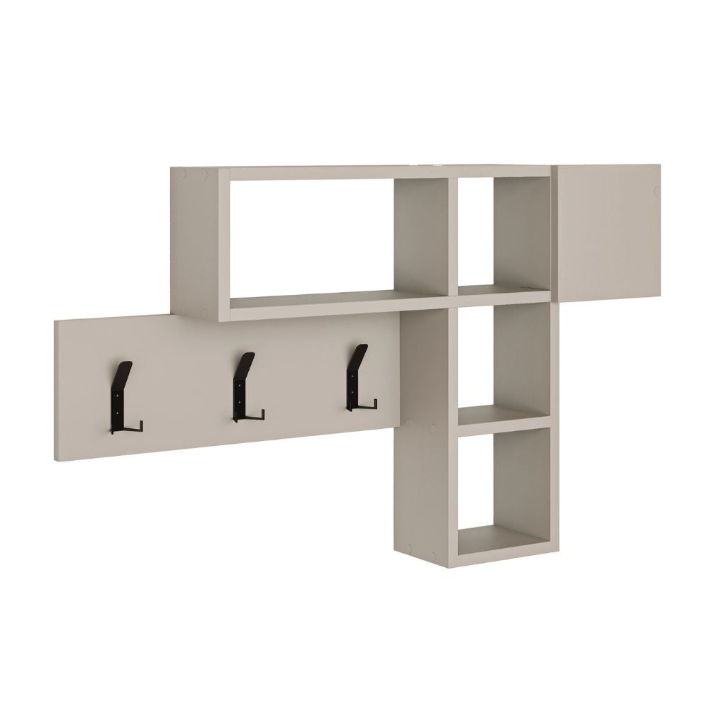 Appendiabiti da parete cashmere con 3 ganci appendiabiti e 4 nicchie a giorno Game