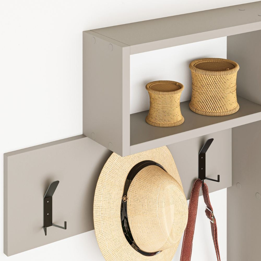 Appendiabiti da parete cashmere con 3 ganci appendiabiti e 4 nicchie a giorno Game