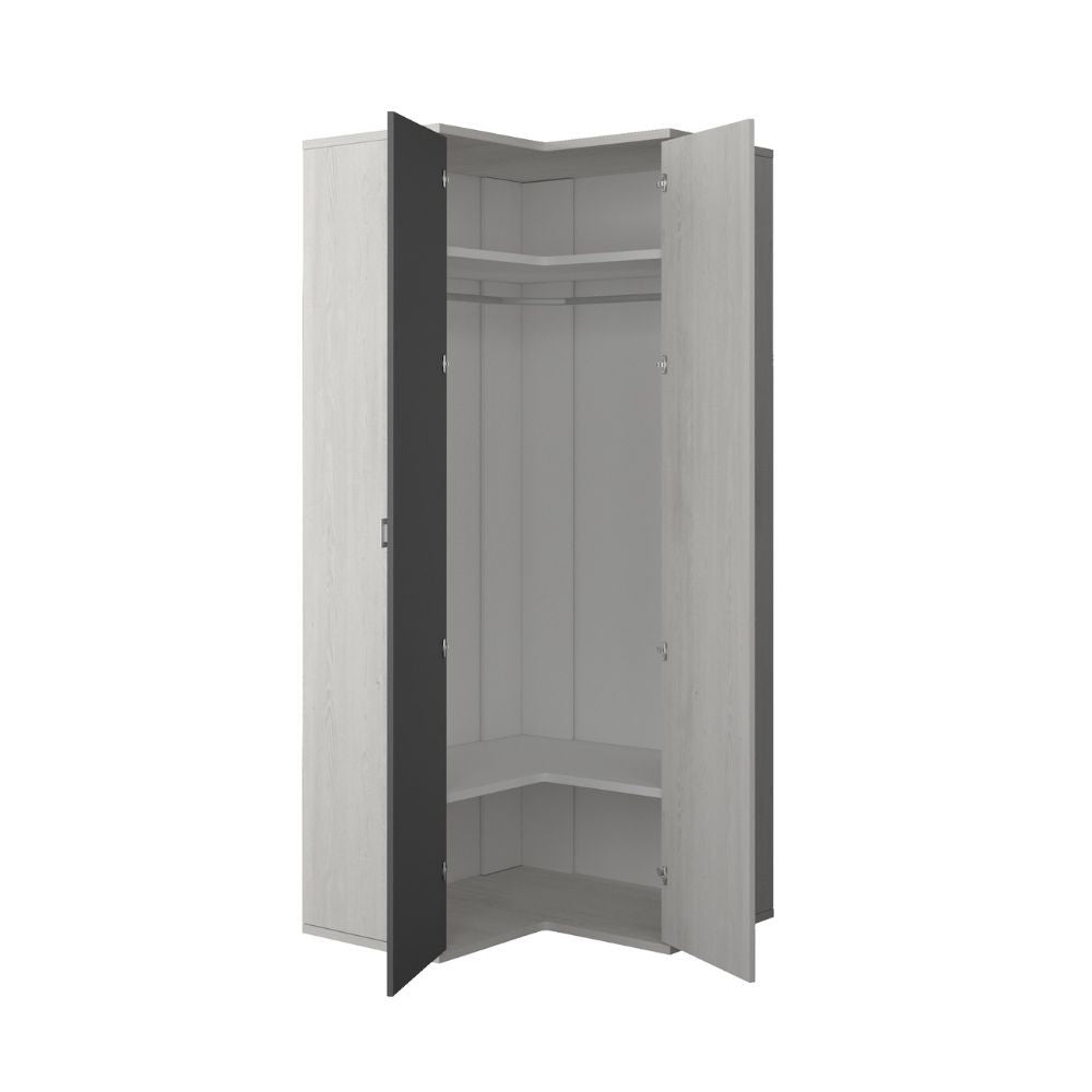 Armadio 98x96x223h angolare bianco consumato antracite
