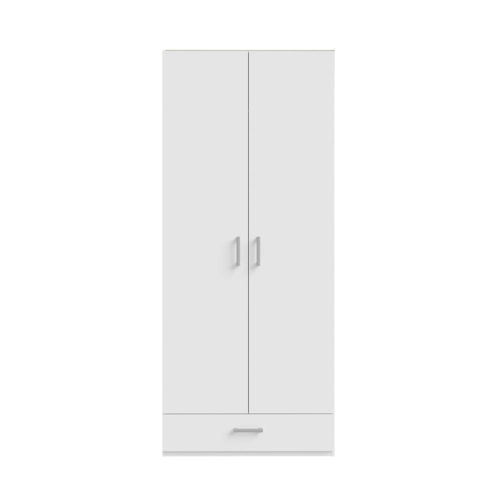 Armadio Arcadia 2 ante battenti e un cassetto colore bianco