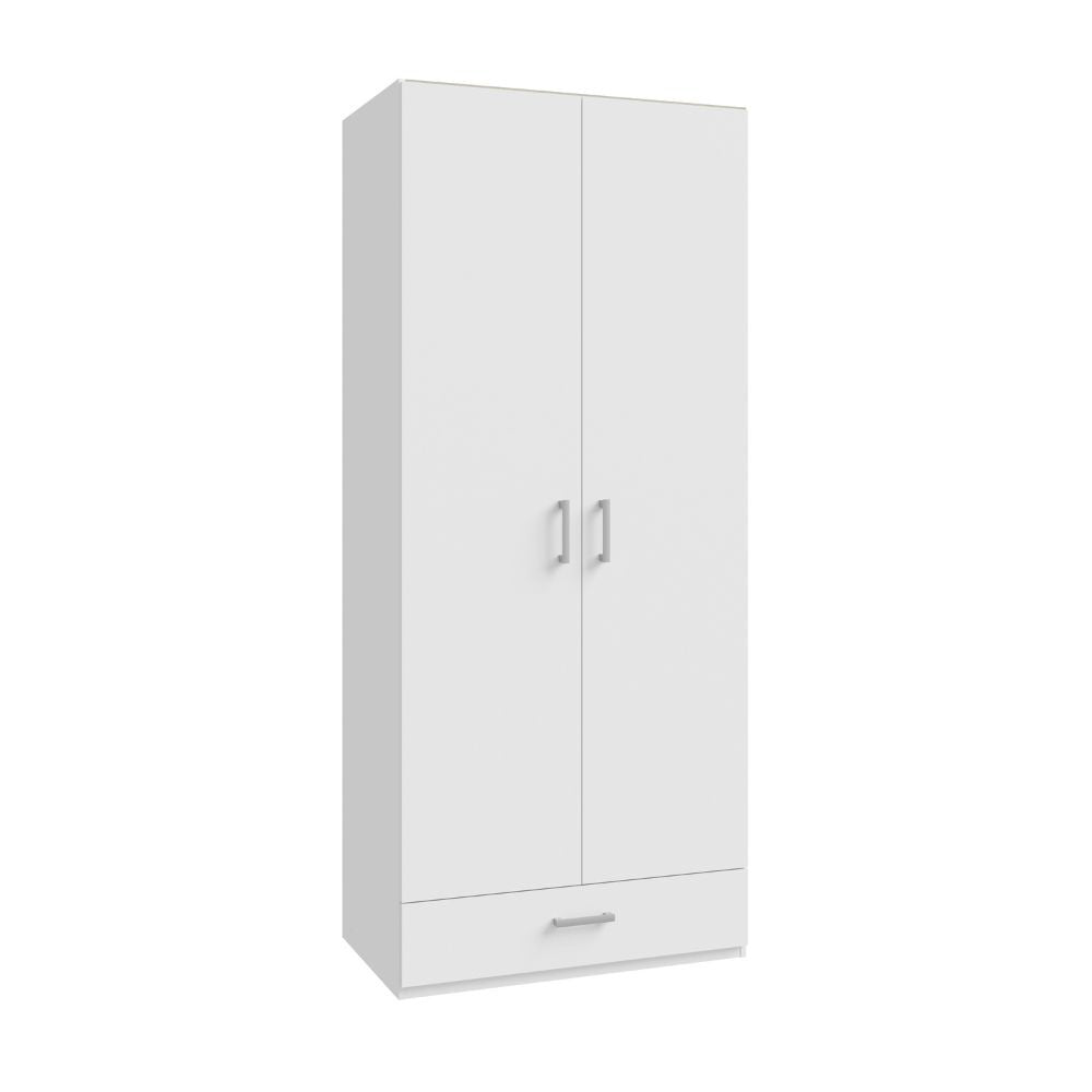 Armadio Arcadia 2 ante battenti e un cassetto colore bianco