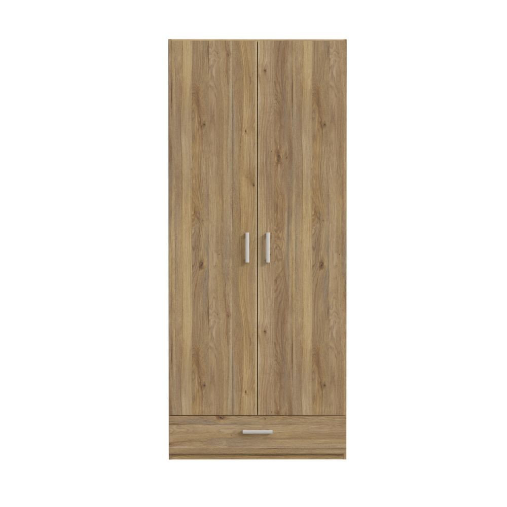 Armadio Arcadia 2 ante battenti e un cassetto colore rovere medio