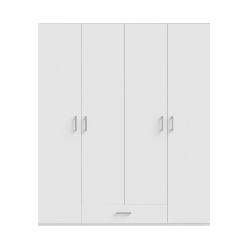 Armadio Arcadia 4 ante battenti e un cassetto colore bianco