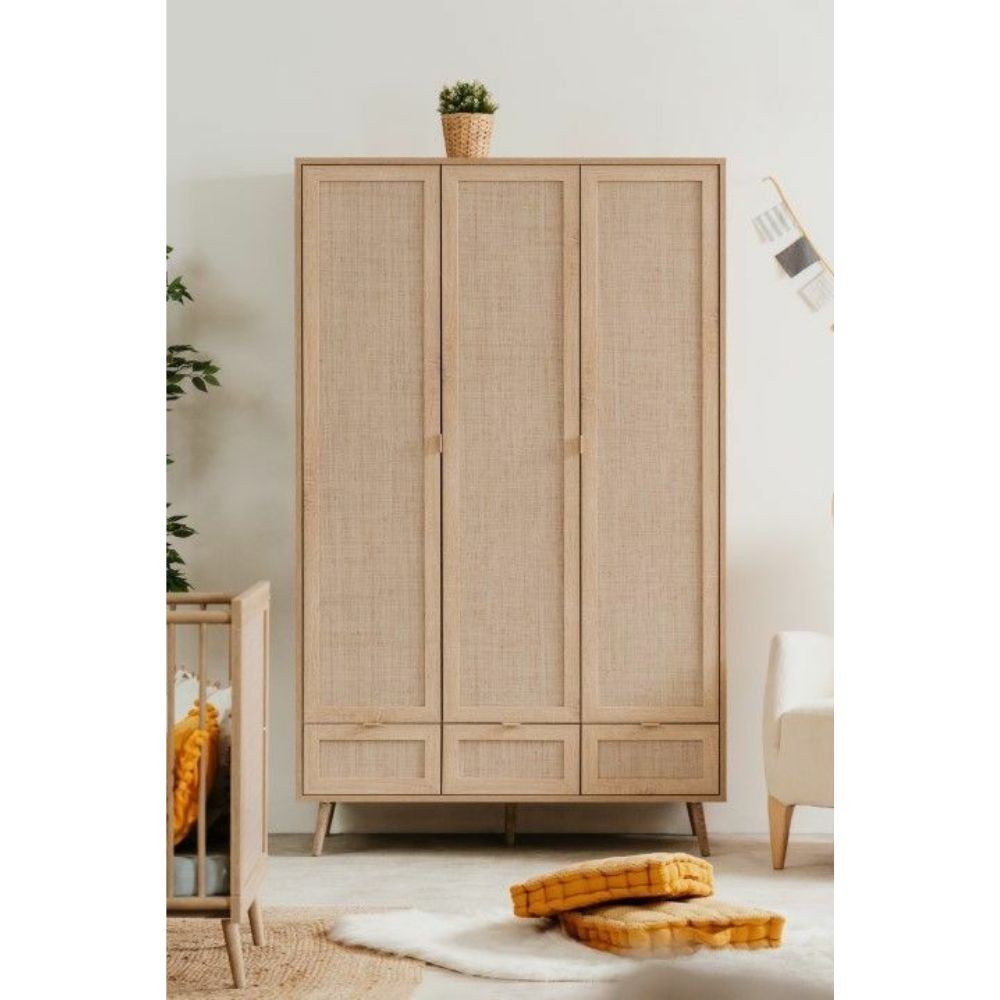 Armadio Bali 60B 3 ante e 3 cassetti effetto vimini