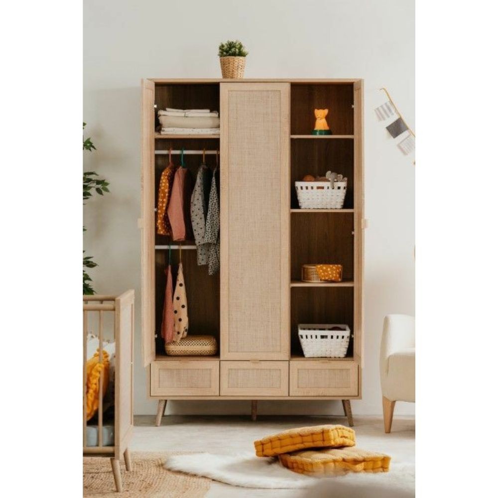 Armadio Bali 60B 3 ante e 3 cassetti effetto vimini