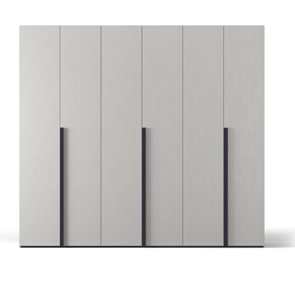 Armadio Coco 6 ante battenti colore bianco Portland e maniglie nere opache