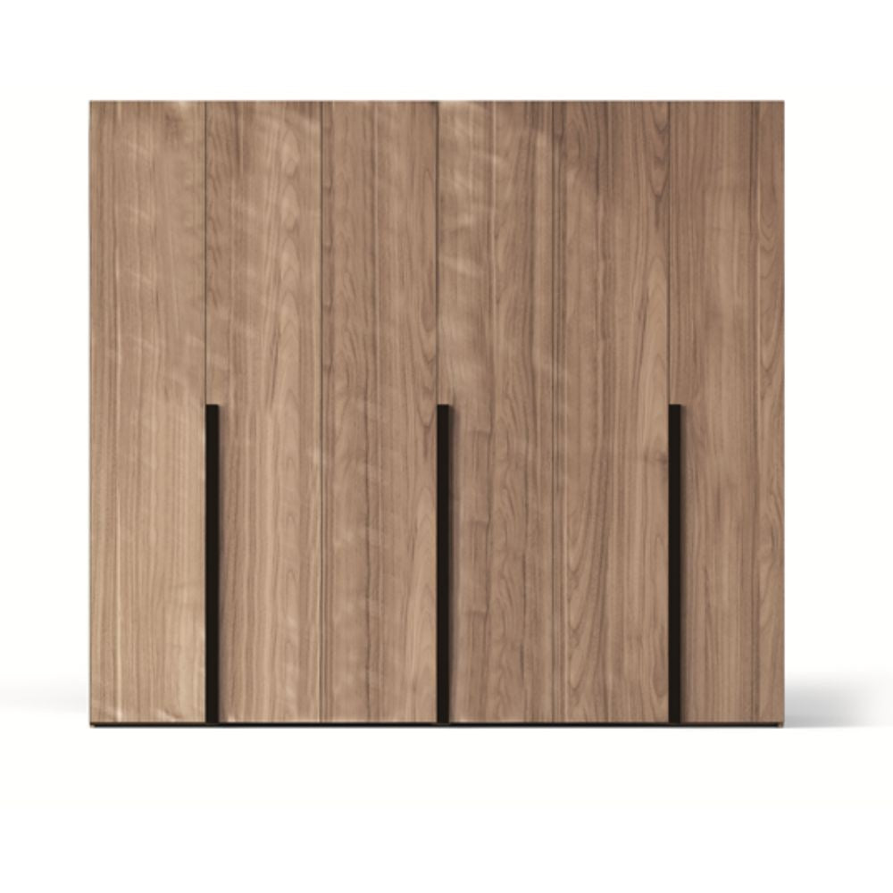 Armadio Coco 6 ante battenti colore noce america e maniglie nero opaco