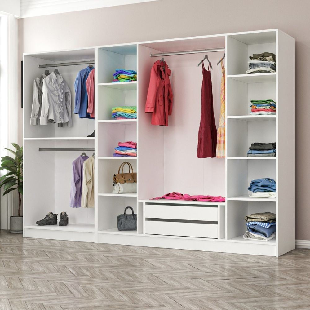 Armadio Kale colore bianco con 6 ante battenti a specchio