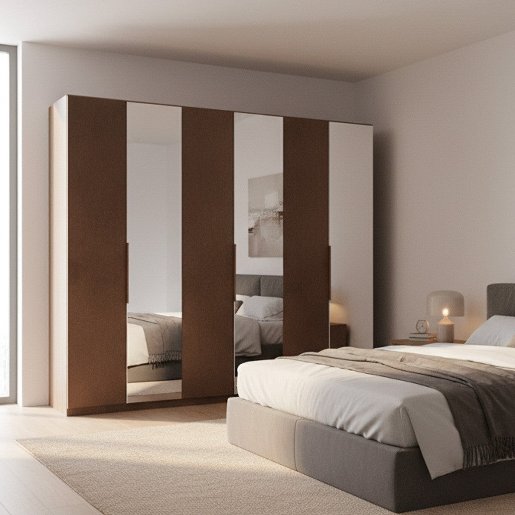 Armadio Mustella 6 ante battenti con specchi bronzati