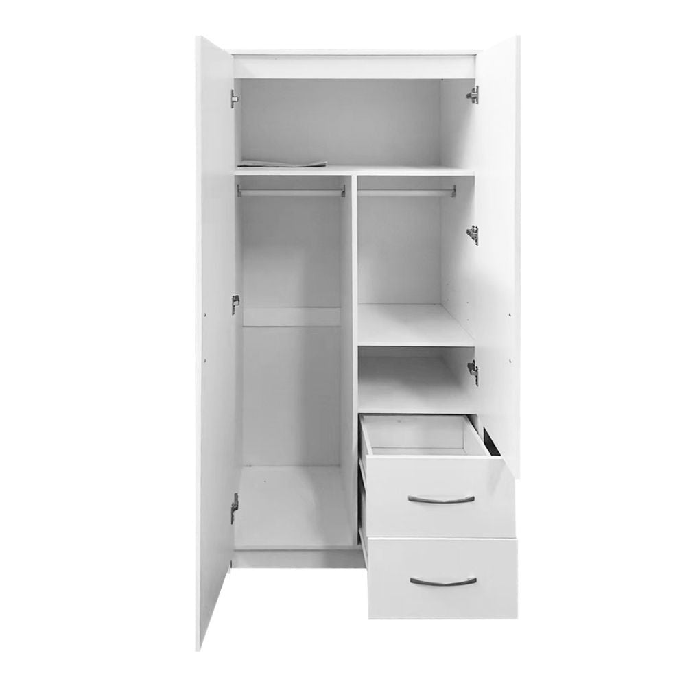 Armadio Niceville 2 ante battenti e 2 cassetti colore bianco