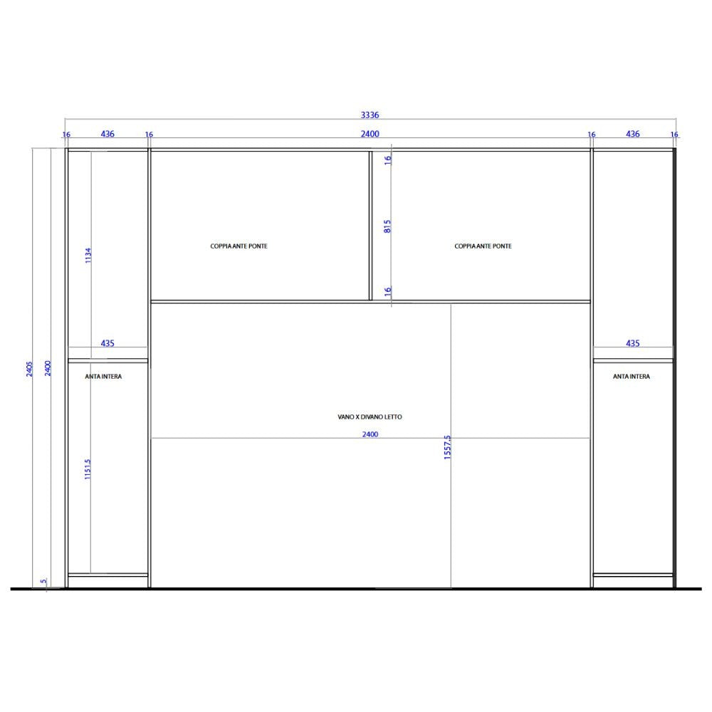 Armadio ponte Granada con comodino colore bianco opaco e gesso
