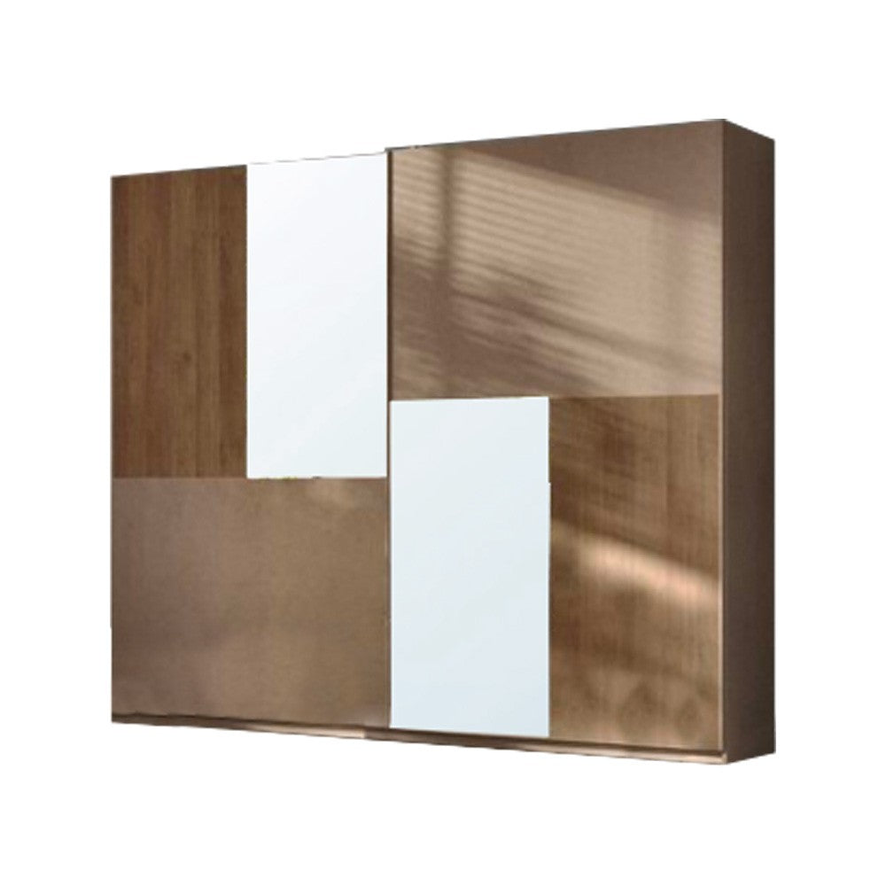 Armadio Quinn 2 ante scorrevoli con specchi colore bronzo noce mercure