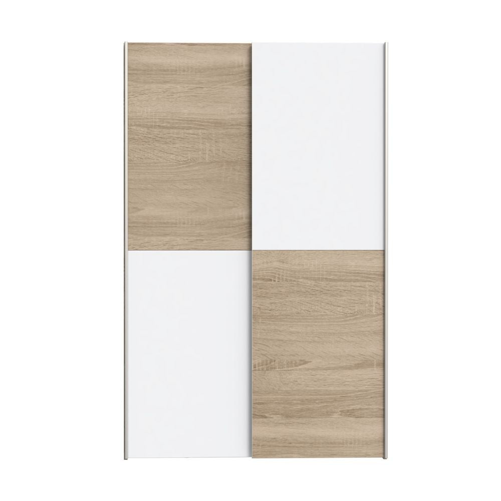 Armadio Zeno con 2 ante scorrevoli rovere e bianco e struttura rovere