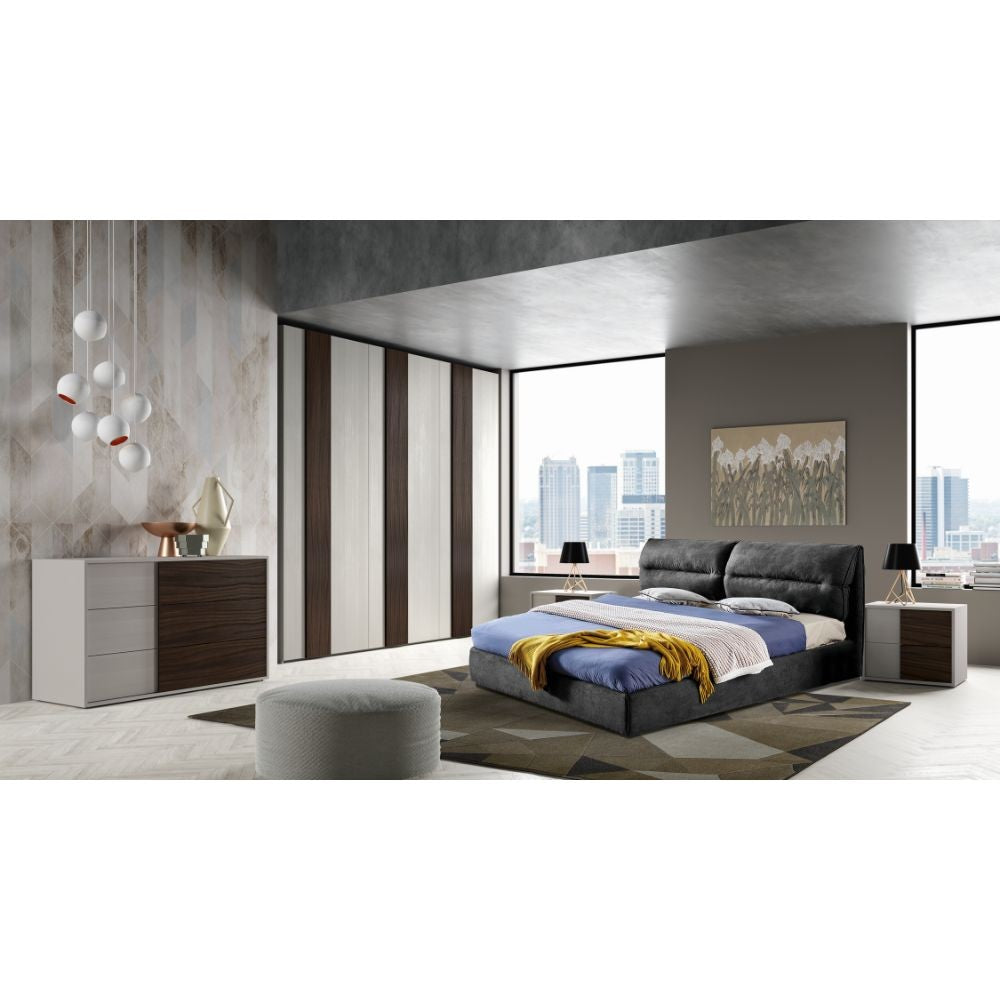 Camera da letto Cecilia grigio frassinato con inserti noce scuro
