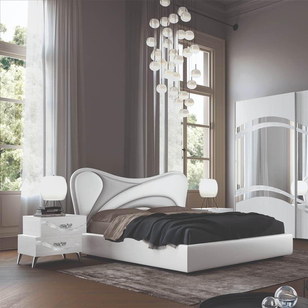 Camera da letto Delia bianco frassinato con decorazioni argento