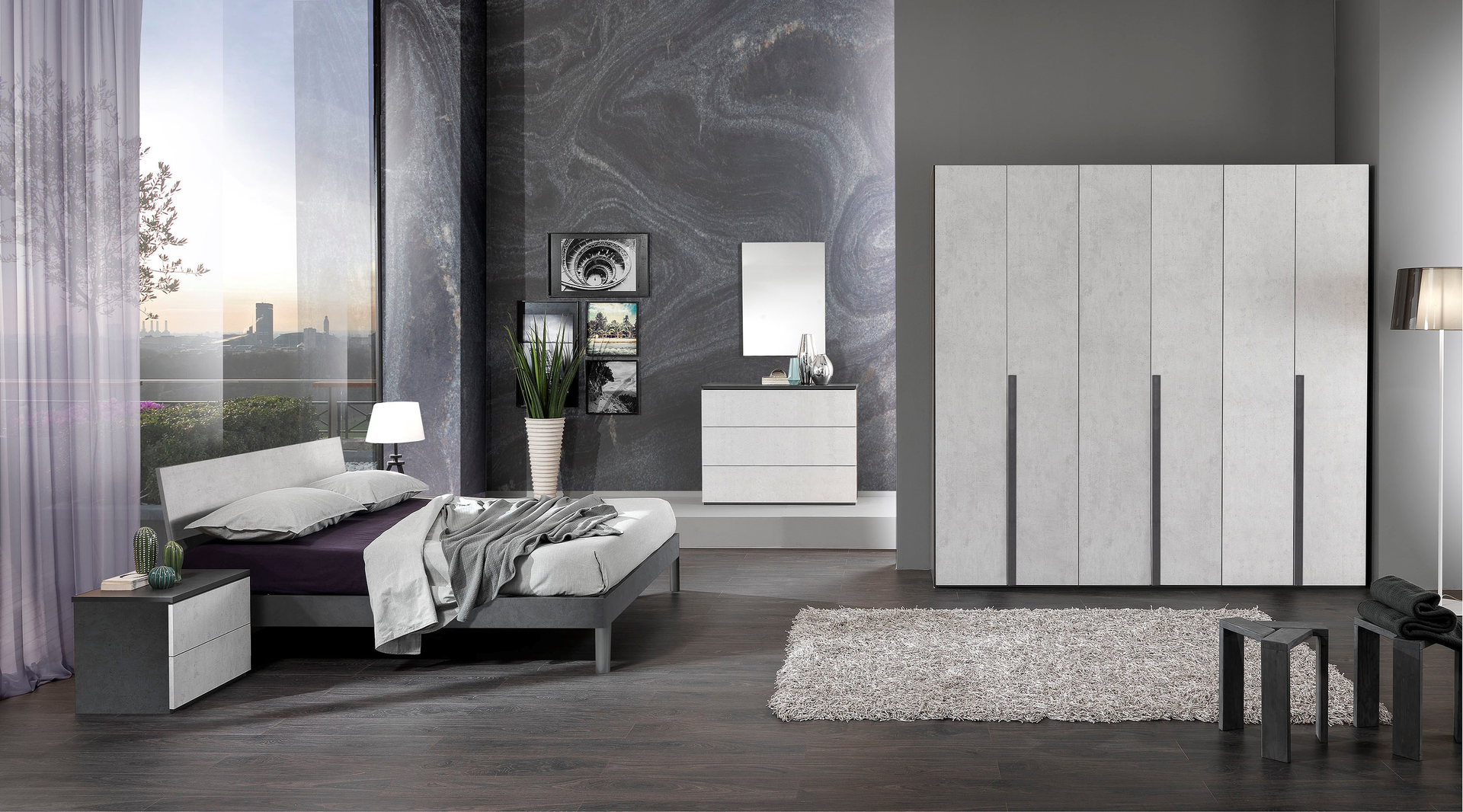 Camera da letto Manitoba grigio cemento
