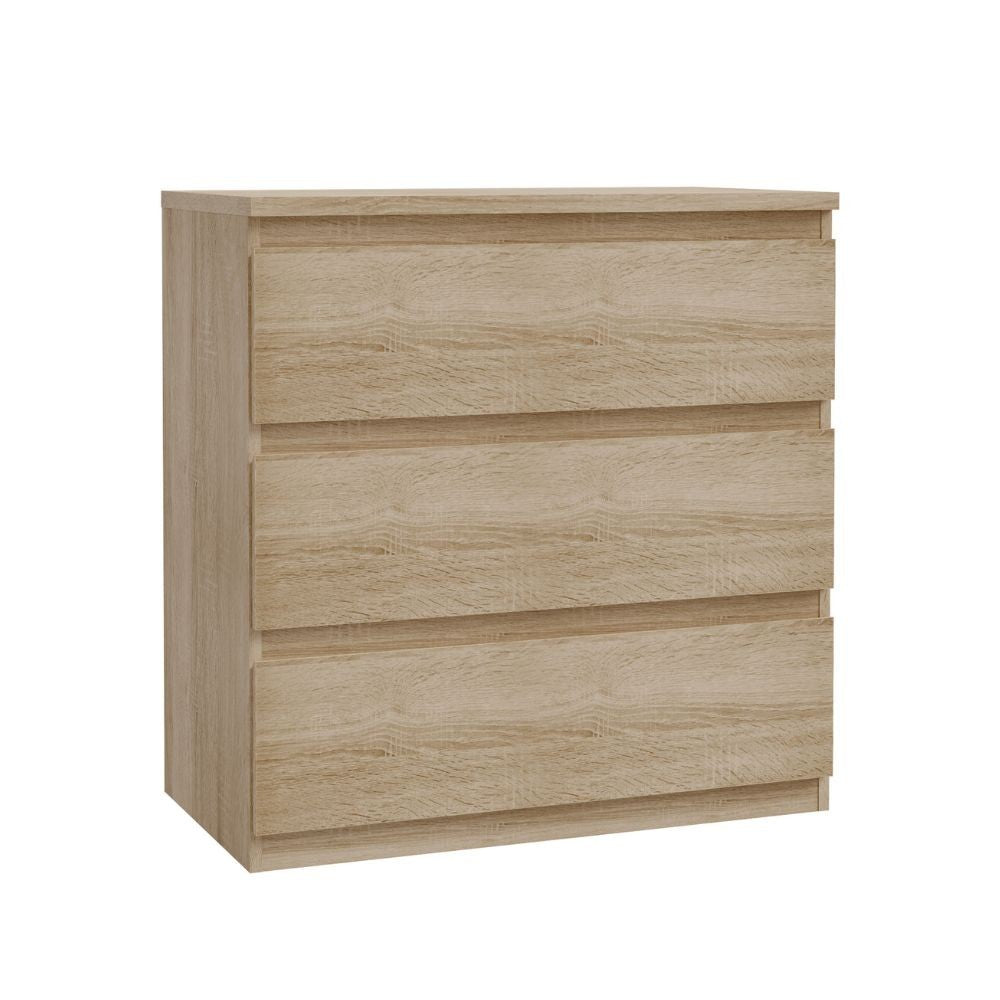 Camera da letto Milk con armadio 2 ante scorrevoli e 2 ante battenti rovere e bianco e letto Stiletto tortora