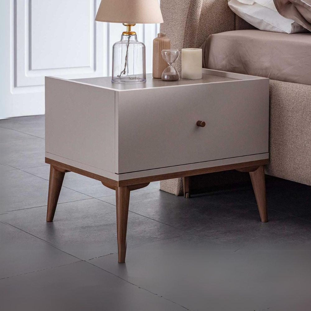 Camera da letto Pastel in colore beige, noce e dark coffee