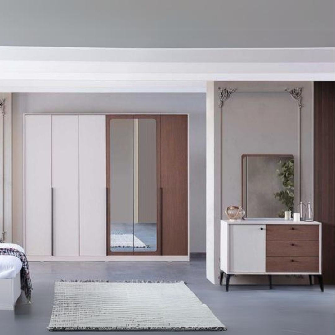 Camera da letto Piedra in colore vizon beige e kaplan 321