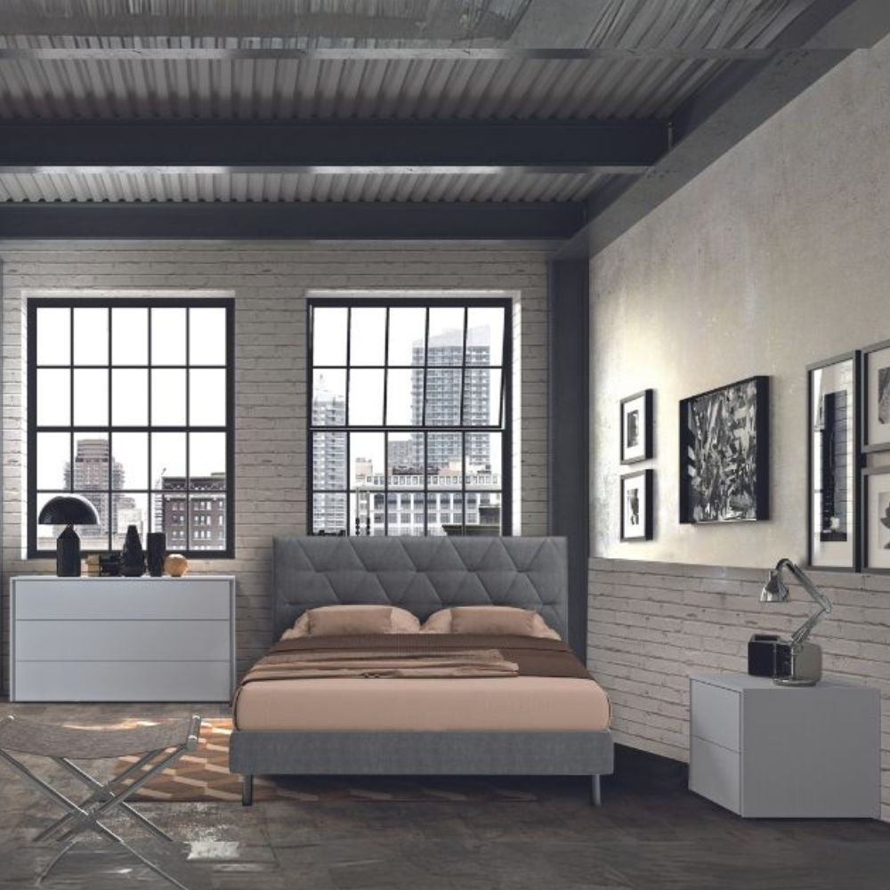 Camera da letto Piera grigio frassinato con letto contenitore