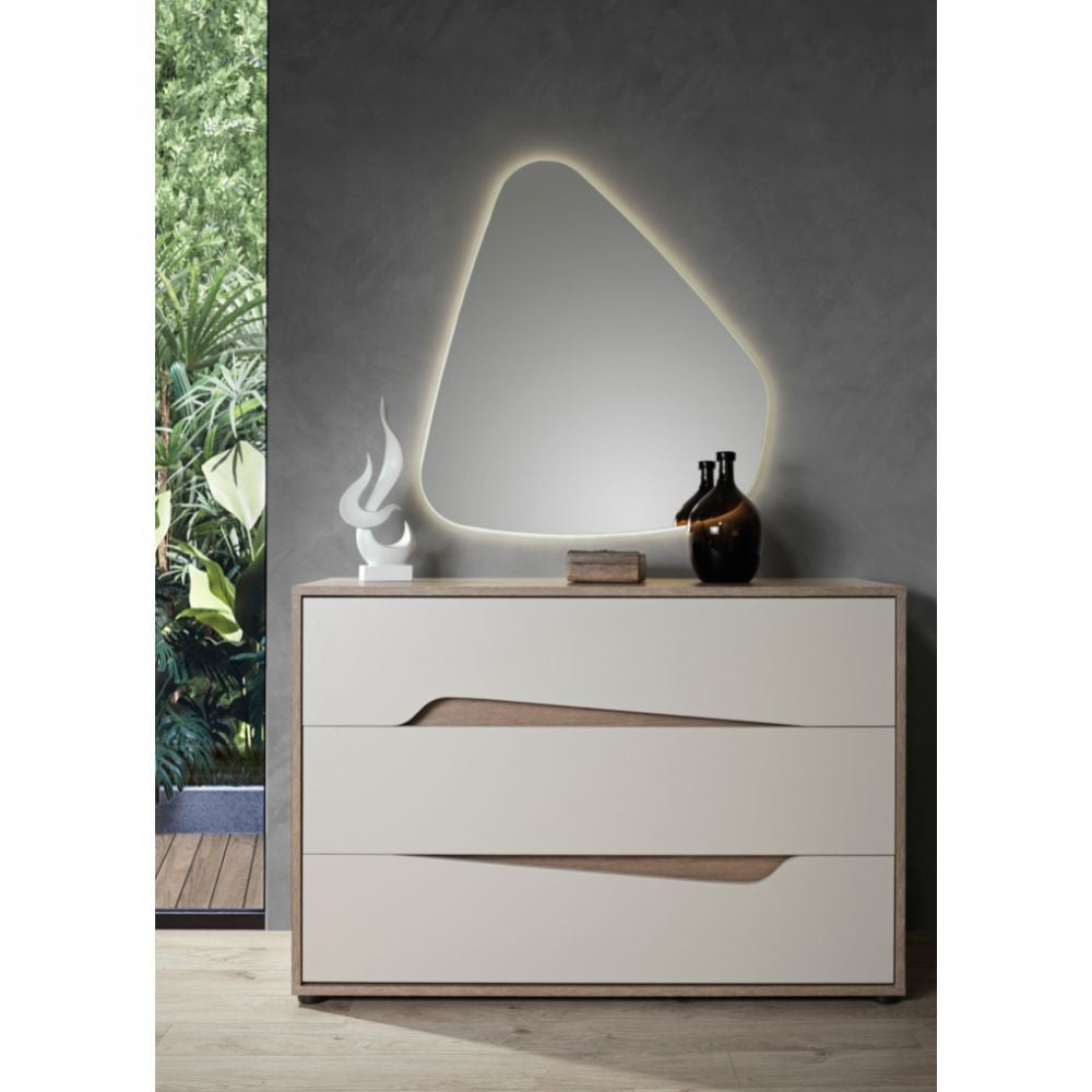 Camera da letto Soleil con letto contenitore colore cashmere e olmo biscotto