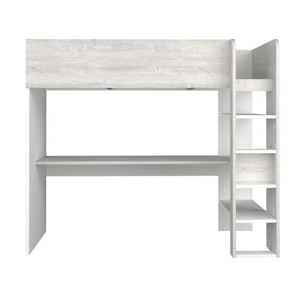 Cameretta 2278 con letto a soppalco con scrivania sottostante colore bianco e bianco consumato