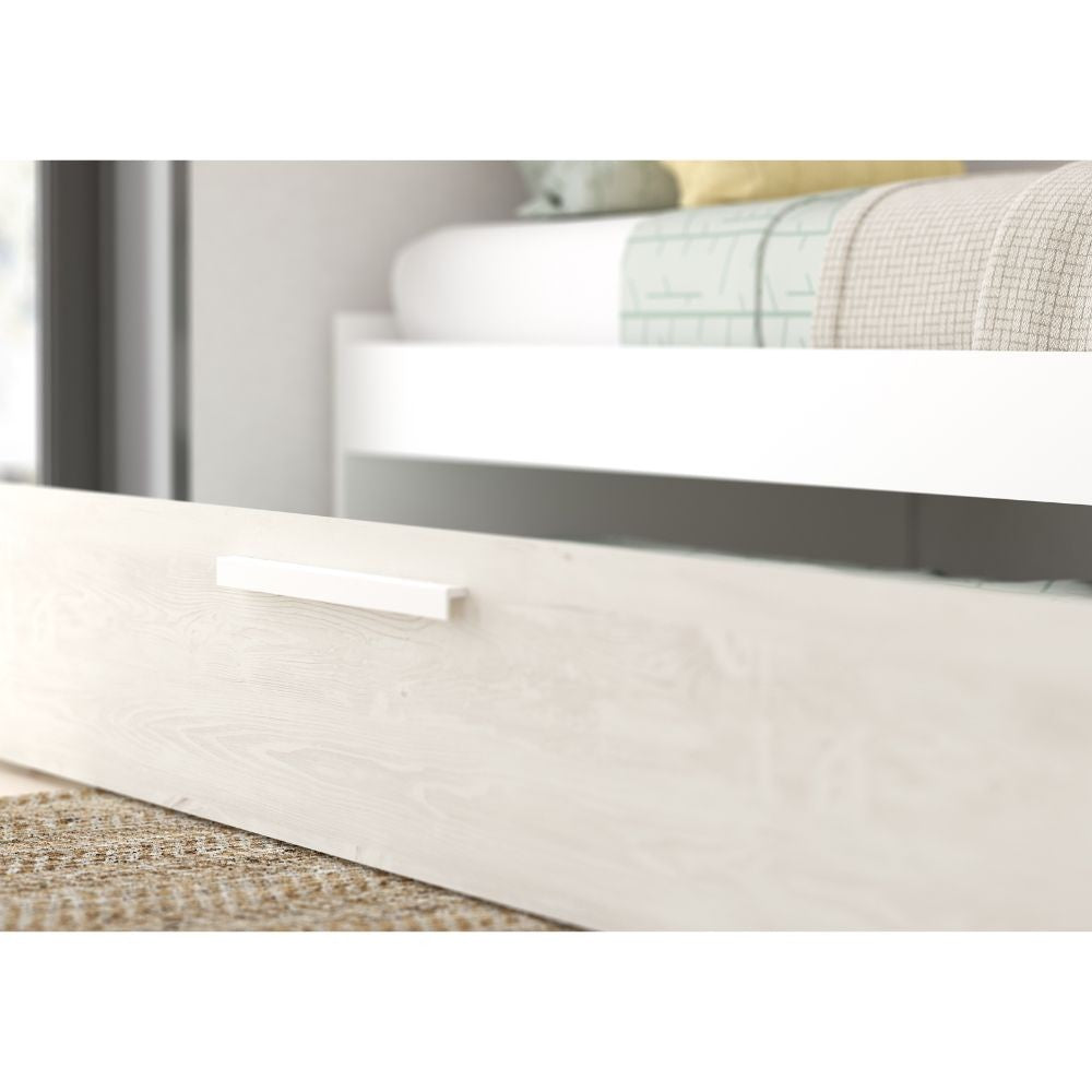 Cameretta a ponte 6006 con letto estraibile e armadio colore bianco consumato e bianco reversibile