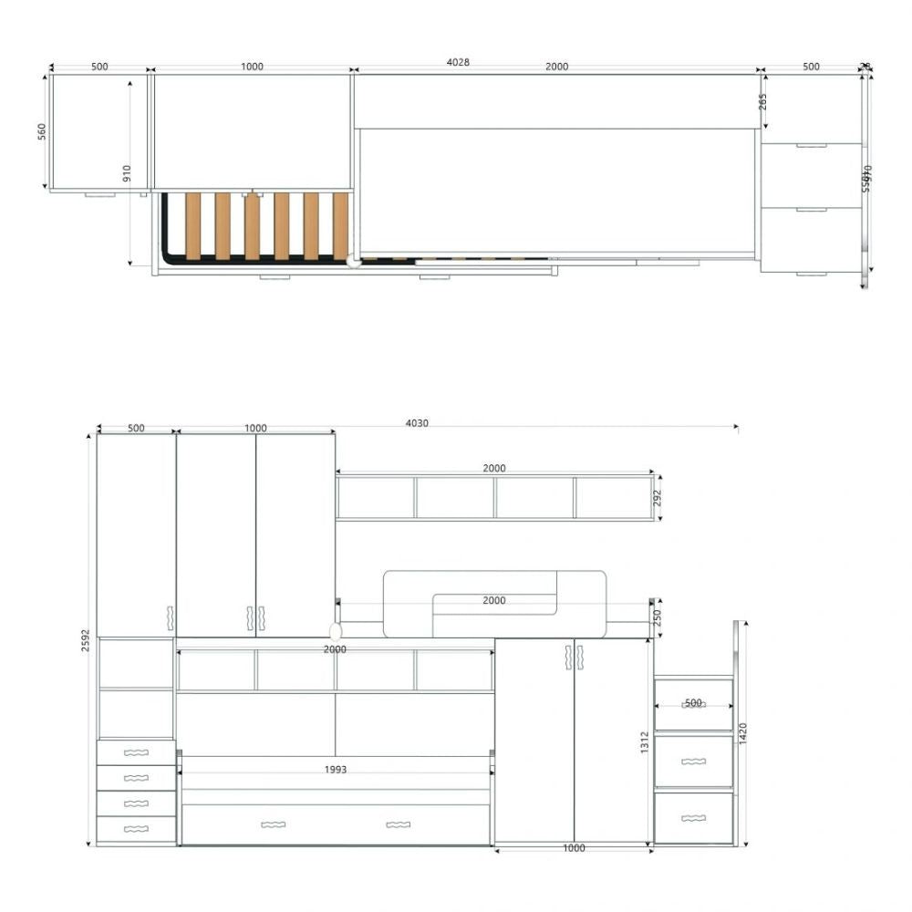 Cameretta soppalco Catania bianco e blu