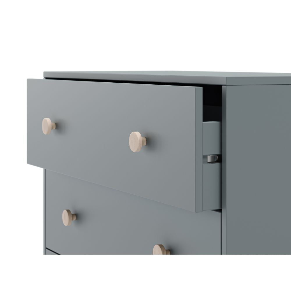Cassettiera Enola in legno massiccio con 3 cassetti verde cachi e gambe pino