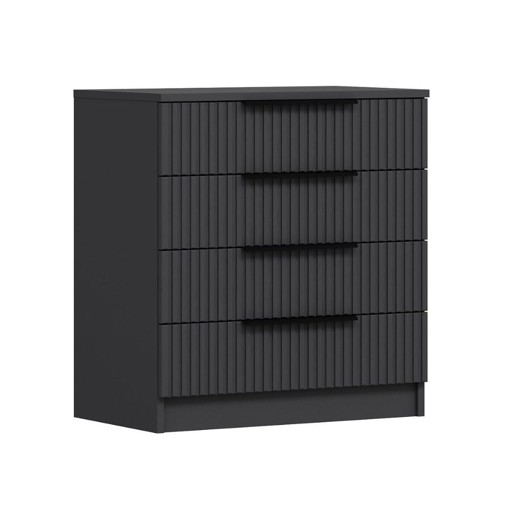 Cassettiera Kale 4 cassetti a filo effetto cannettato colore antracite