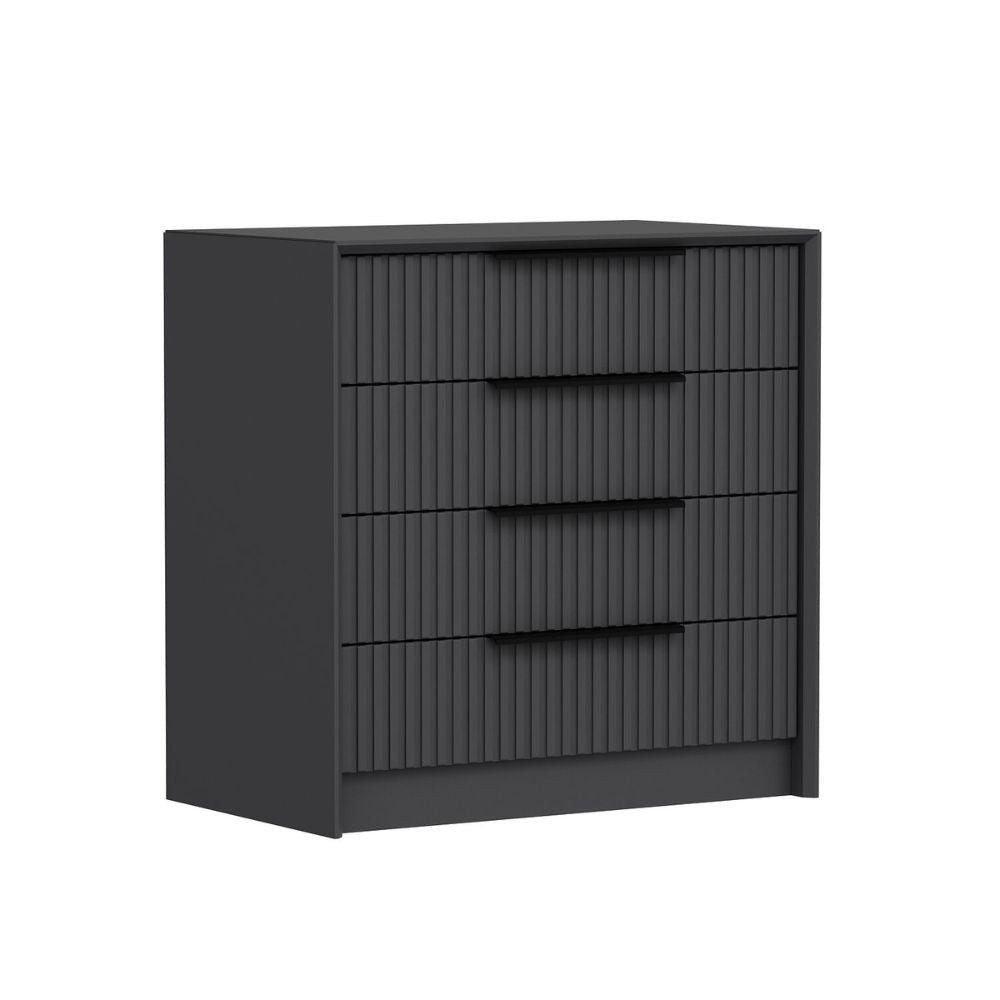 Cassettiera Kale 4 cassetti incassati effetto cannettato colore antracite