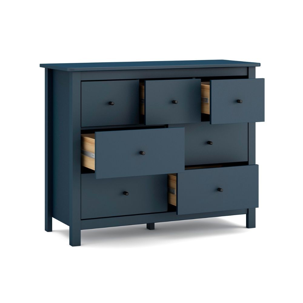 Cassettiera Misti con 4 cassettoni e 3 cassettini in legno massiccio blu