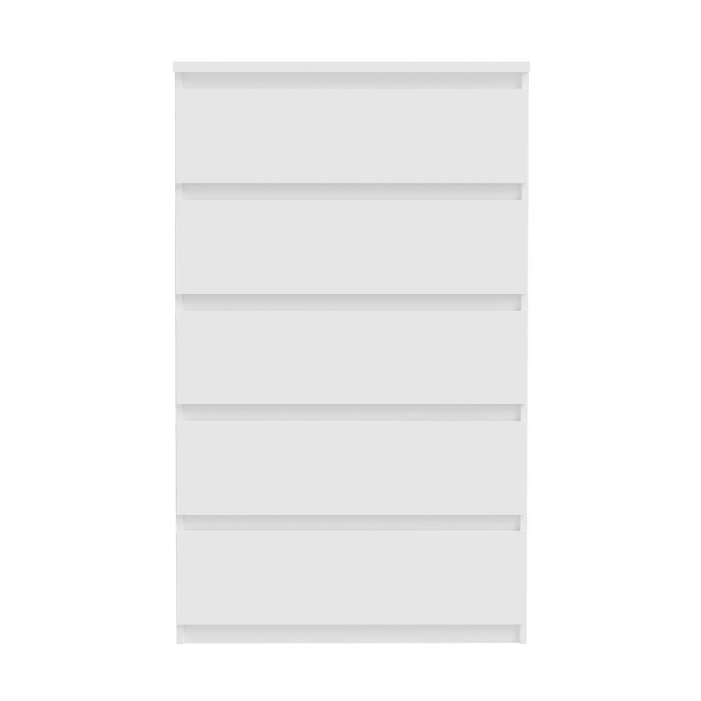 Cassettiera Morgan 5 cassetti 77.2 x 42.2 x H 128.1 cm colore bianco opaco