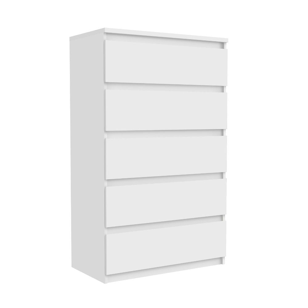 Cassettiera Morgan 5 cassetti 77.2 x 42.2 x H 128.1 cm colore bianco opaco