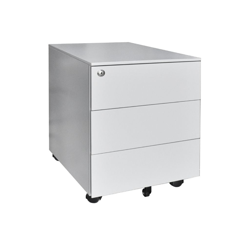 Cassettiera ufficio ESMC03 3 cassetti con chiave in ferro colore grigio chiaro