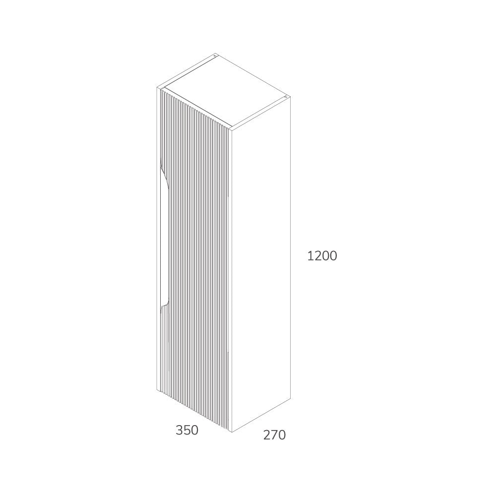Colonna bagno sospesa Soho 1 anta effetto cannettato colore cashmere opaco 120x27x35 cm.