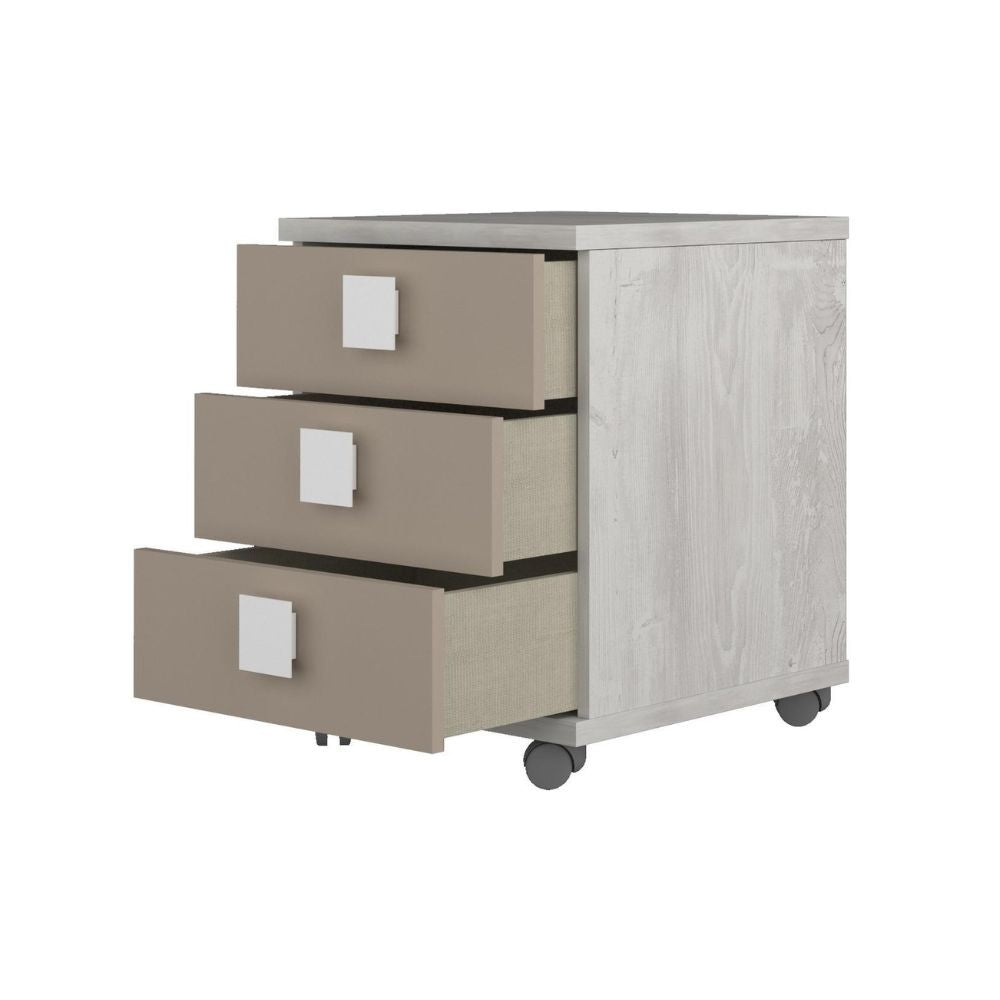 Comodino 46x46x60h bianco consumato 3 cassetti