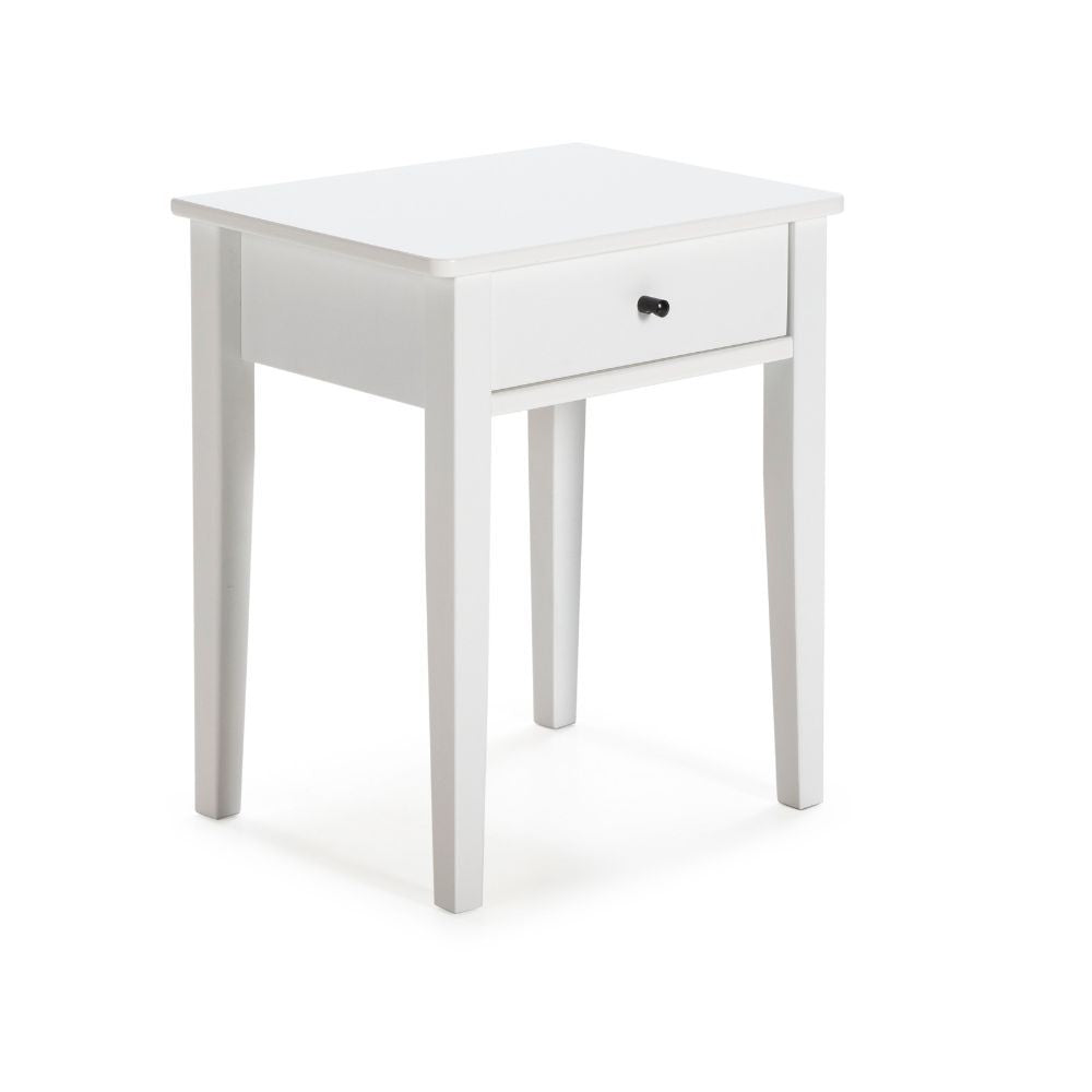 Comodino Bart in legno massiccio 1 cassetto colore bianco
