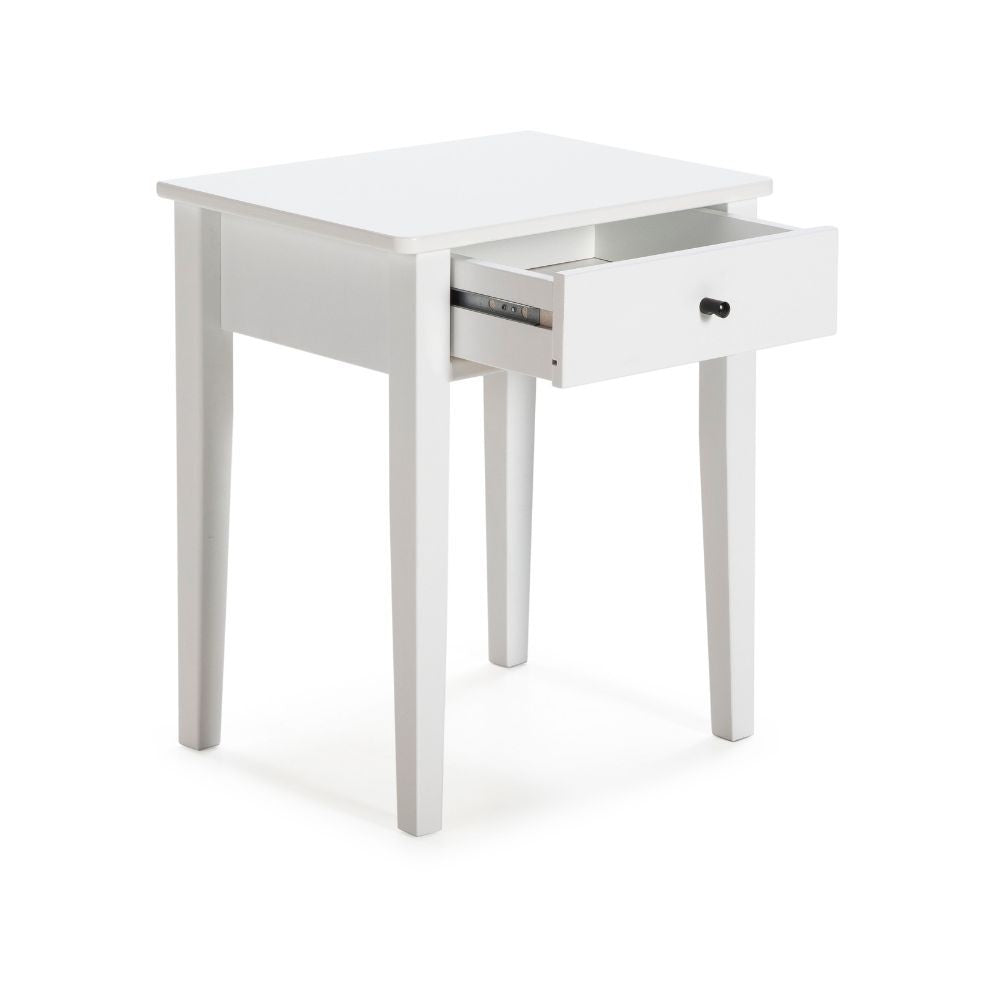 Comodino Bart in legno massiccio 1 cassetto colore bianco
