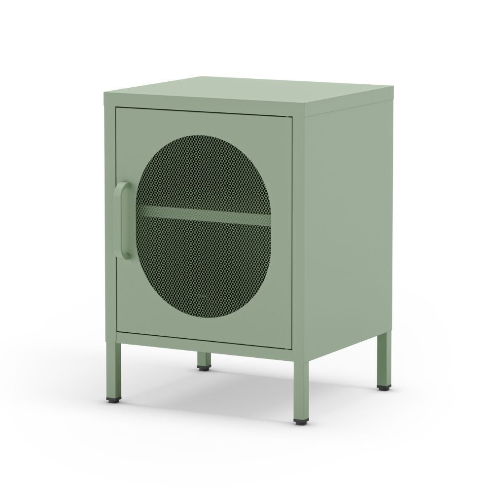 Comodino Diora in metallo con 1 anta colore verde menta
