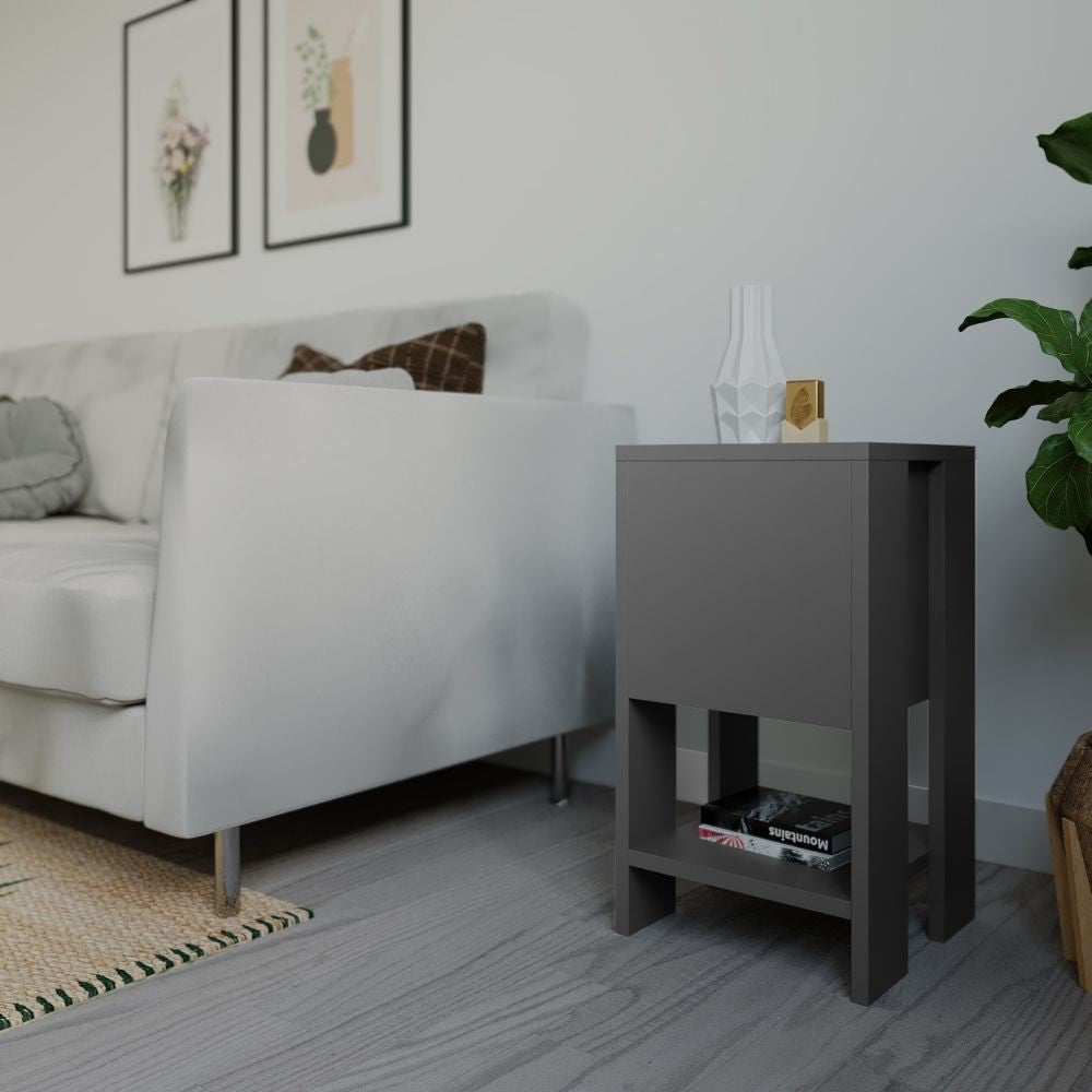 Comodino Ema antracite anta ribalta 30x30x55h