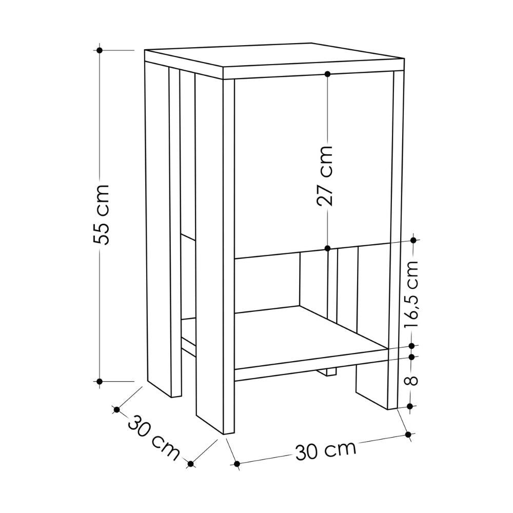 Comodino Ema antracite anta ribalta 30x30x55h