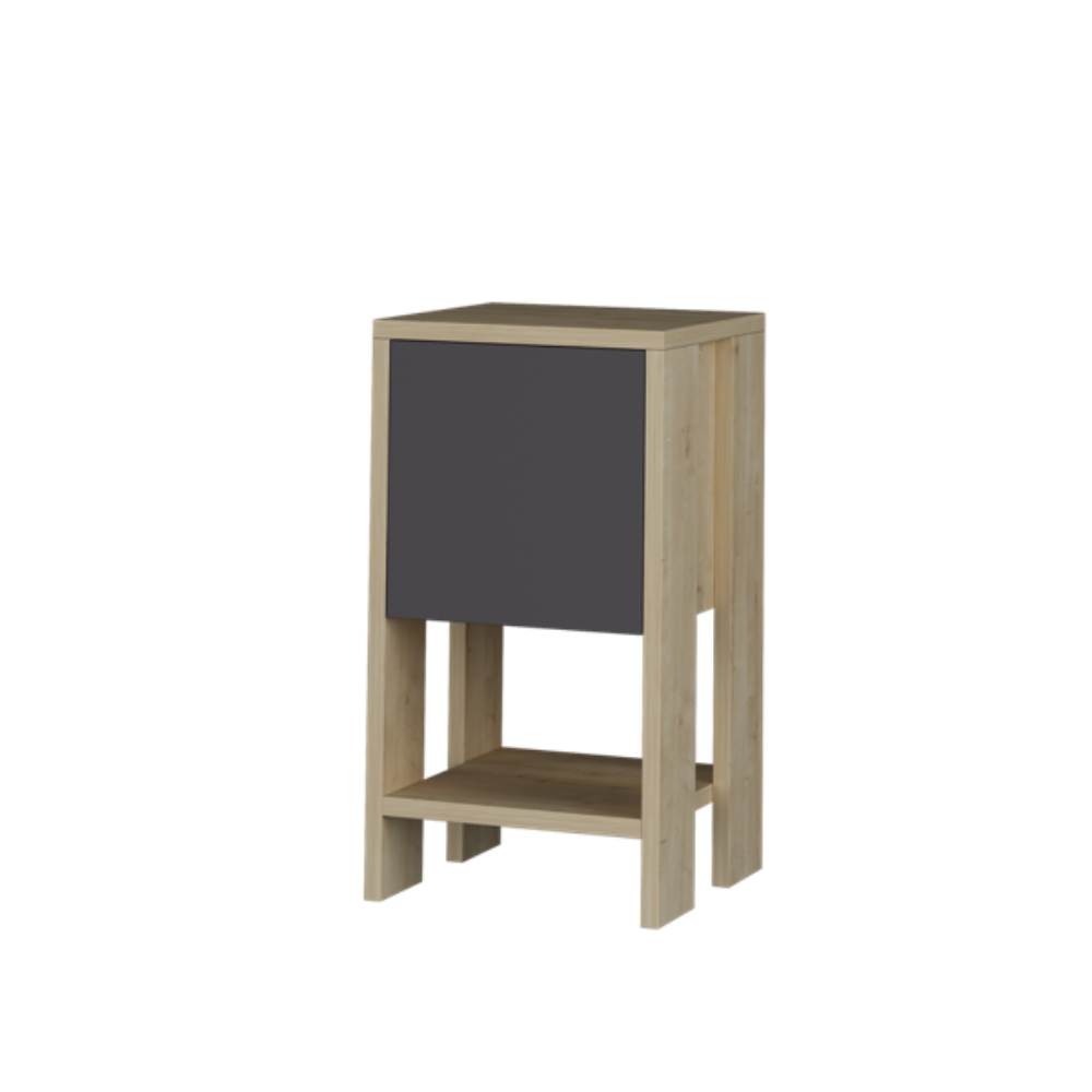 Comodino Ema rovere e antracite anta ribalta 30x30x55h