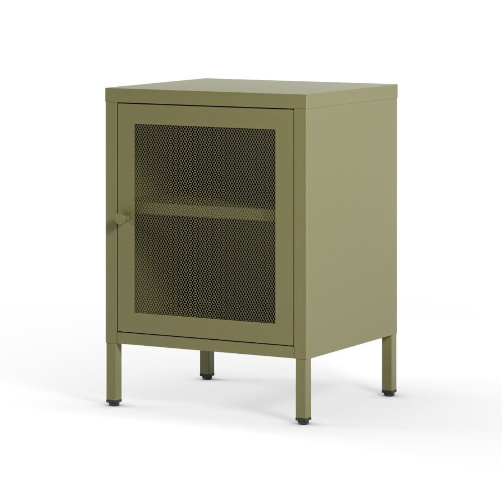 Comodino Fayna19363 in metallo con 1 anta colore verde