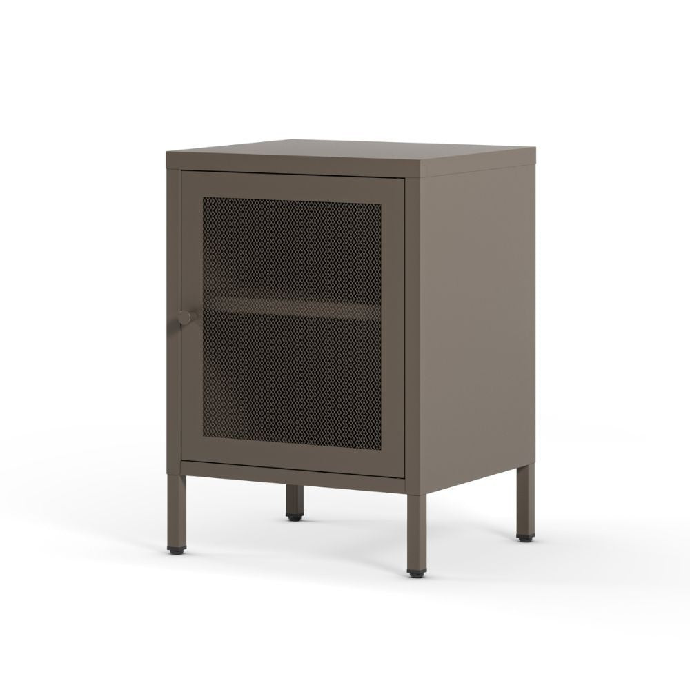 Comodino Fayna19364 in metallo con 1 anta colore mocha