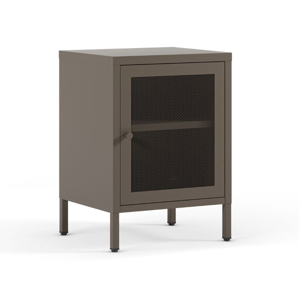 Comodino Fayna19364 in metallo con 1 anta colore mocha