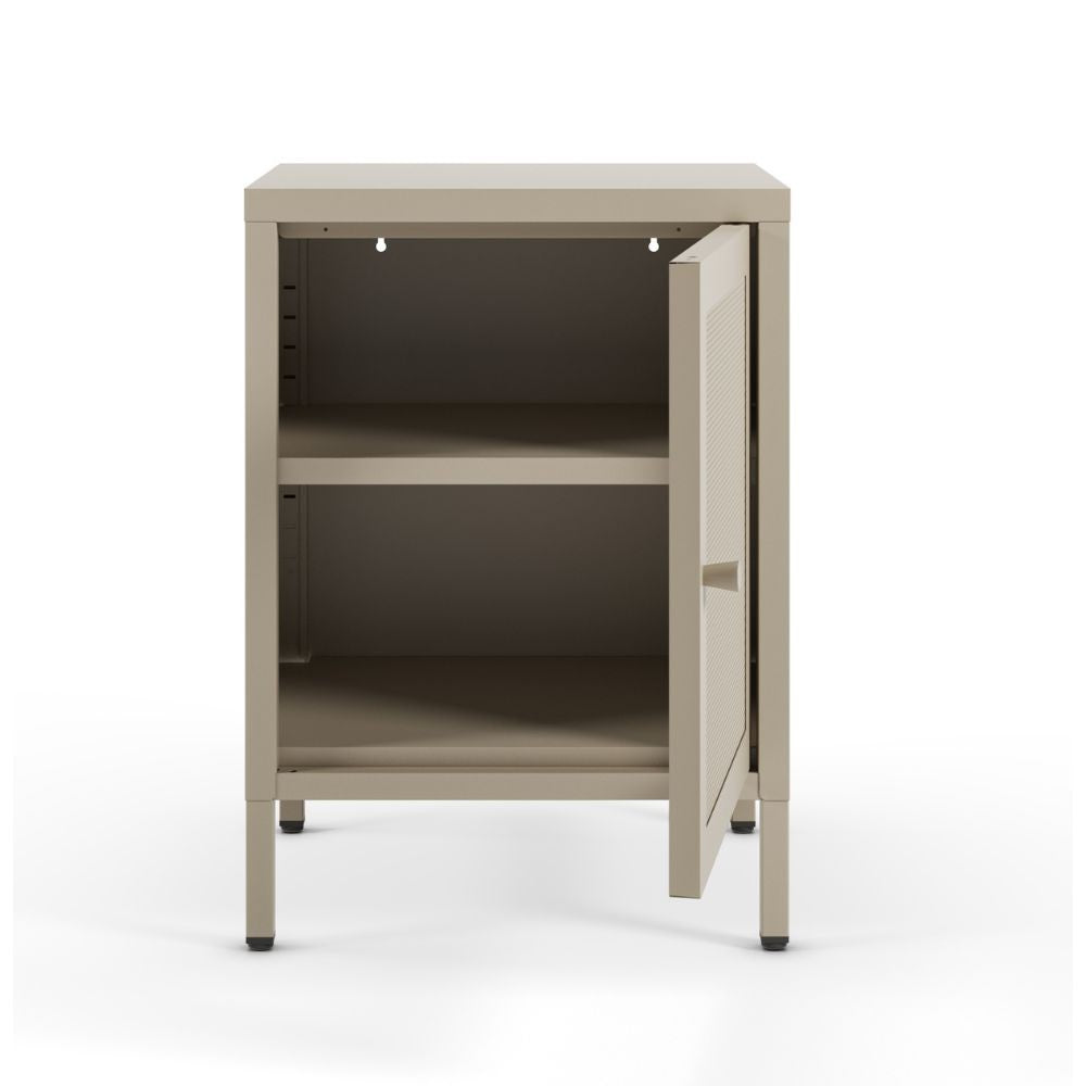 Comodino Fayna19365 in metallo con 1 anta colore sabbia