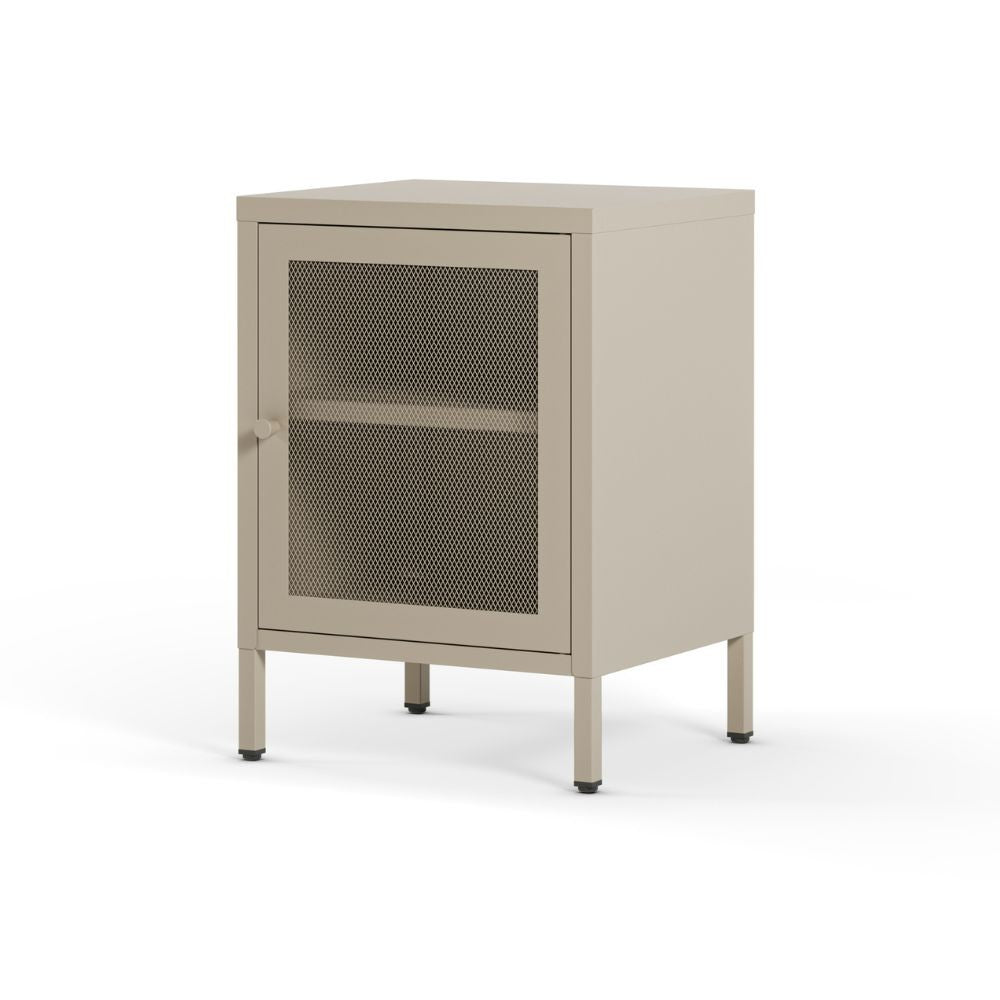 Comodino Fayna19365 in metallo con 1 anta colore sabbia